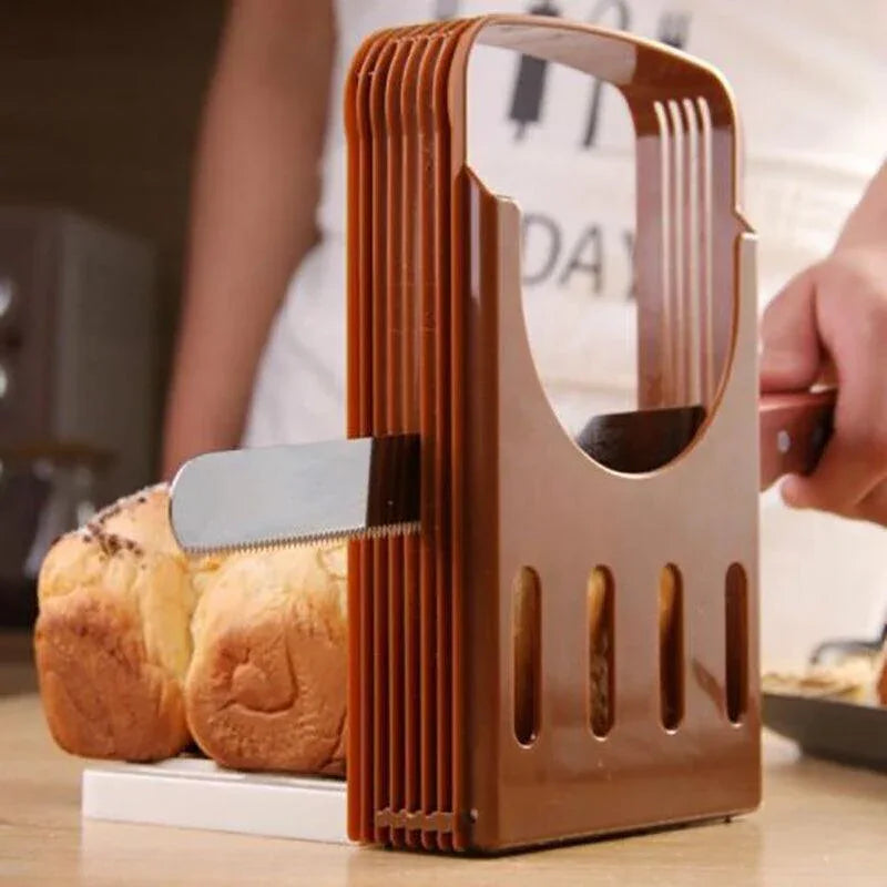 Foldable Bread Slicer Cutting Guide for Loaf Toast Adjustable Thickness - Mekamart Australia