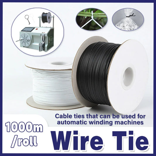 1000M Coiled Tie Wire Elliptical Binding Wire Garden Plant Cable Roll for Home - Black - Mekamart Australia