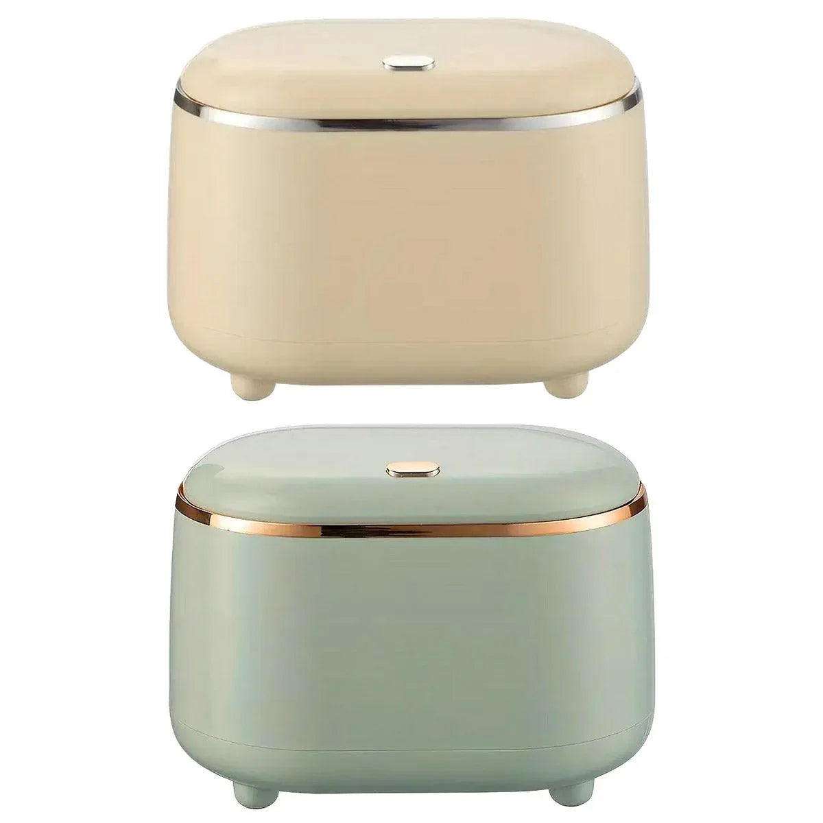 Small Desktop Trash Can Oval Pop Up Lid Rubbish Bin Waste Organizer Container - Green - Mekamart Australia