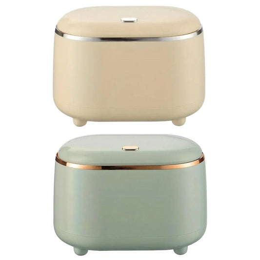Small Desktop Trash Can Oval Pop Up Lid Rubbish Bin Waste Organizer Container - Green - Mekamart Australia