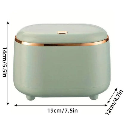Small Desktop Trash Can Oval Pop Up Lid Rubbish Bin Waste Organizer Container - Green - Mekamart Australia