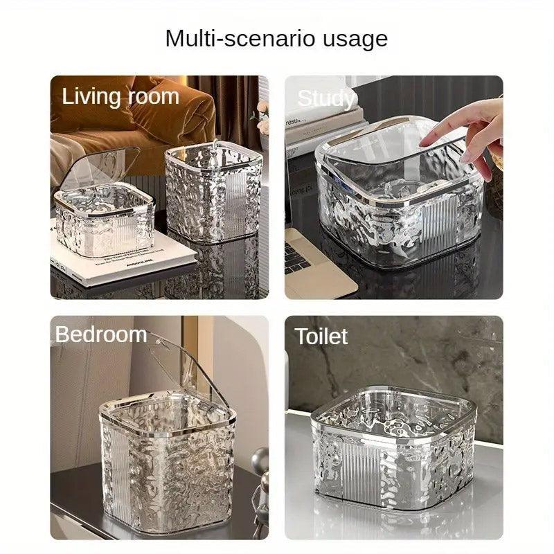 Desktop Mini Trash Can Small Waste Bin Storage Bucket for Office Kitchen Home - White-S - Mekamart Australia