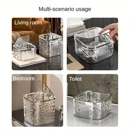 Desktop Mini Trash Can Small Waste Bin Storage Bucket for Office Kitchen Home - White-S - Mekamart Australia