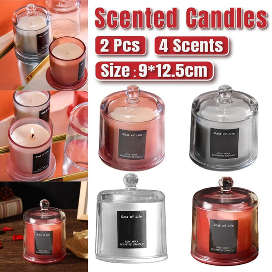 2Pcs Smokeless Glass Aromatherapy Candles Scented Gift Set for Relaxation - Velvet Rose - Mekamart Australia