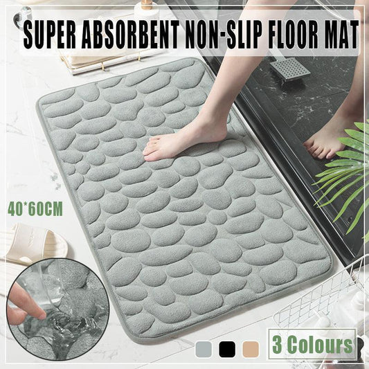 40x60cm Non-Slip Memory Foam Bath Mat Super Absorbent Floor Rug for Bathroom Use - Khaki - Mekamart Australia