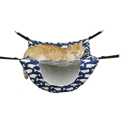 Cat Hammock Hanging Bed Cage Nest Soft Pet House Basket Cat Sleeping Supplies - Sea Blue Checkered - Mekamart Australia