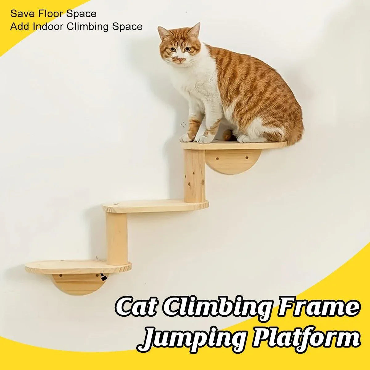 Solid Wood Wall Mounted Cat Climbing Tree Rack Platform Space Capsule Bed Shelf - Mekamart Australia