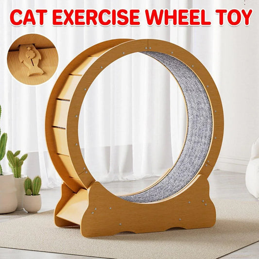 Cat Exercise Wheel Toy Furniture Running Treadmill Exerciser Scratcher Board - Mekamart Australia