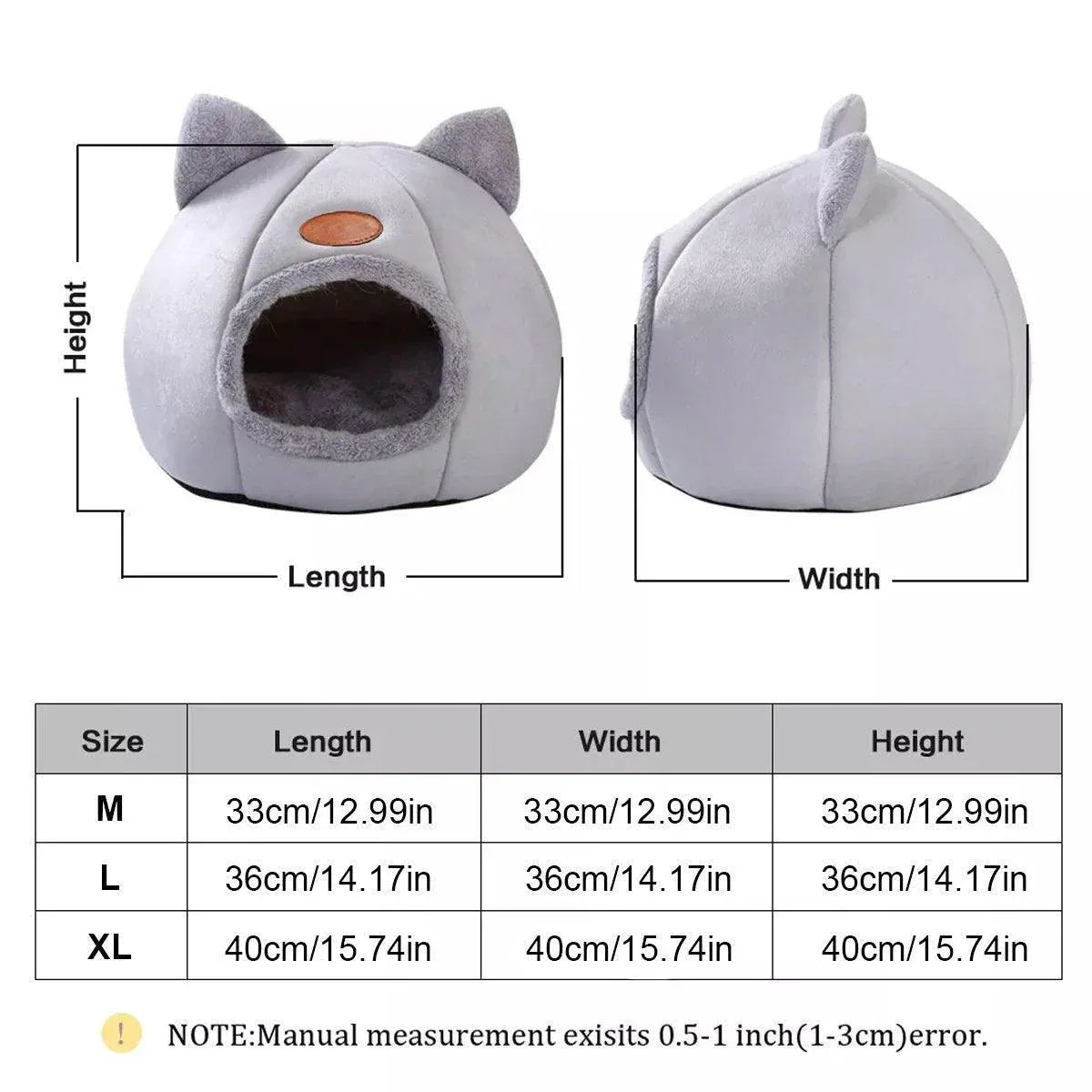 Cat Bed Winter Warm Enclosed Pet House Cozy Indoor Sleeping Nest for Cold Weather - L - Mekamart Australia