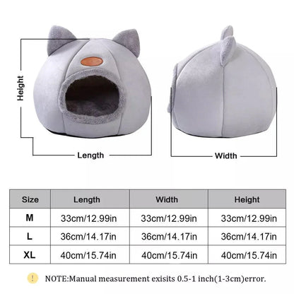 Cat Bed Winter Warm Enclosed Pet House Cozy Indoor Sleeping Nest for Cold Weather - L - Mekamart Australia