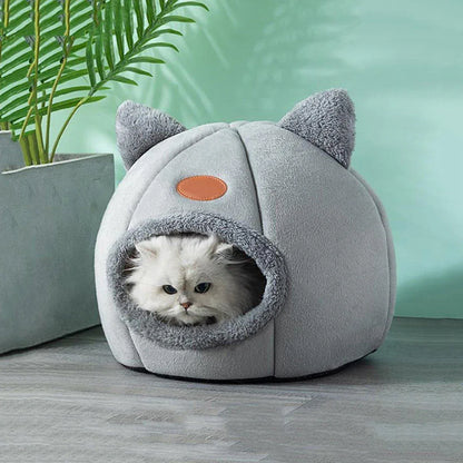 Cat Bed Winter Warm Enclosed Pet House Cozy Indoor Sleeping Nest for Cold Weather - L - Mekamart Australia