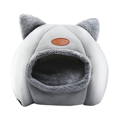Cat Bed Winter Warm Enclosed Pet House Cozy Indoor Sleeping Nest for Cold Weather - L - Mekamart Australia