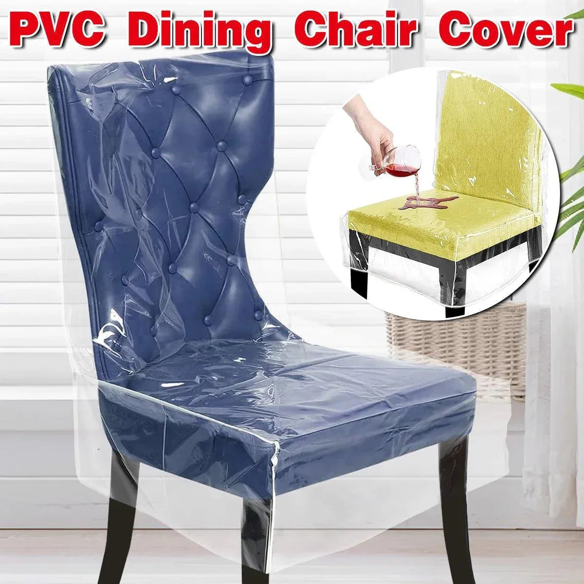 Elastic PVC Dining Chair Cushion Cover Universal Seat Protector with Backrest - Mekamart Australia