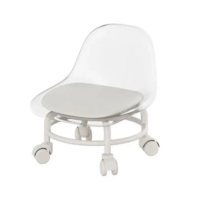 Stool with Universal Wheels Pulley Short Stool with Backrest Comfortable Seat - Pink - Mekamart Australia