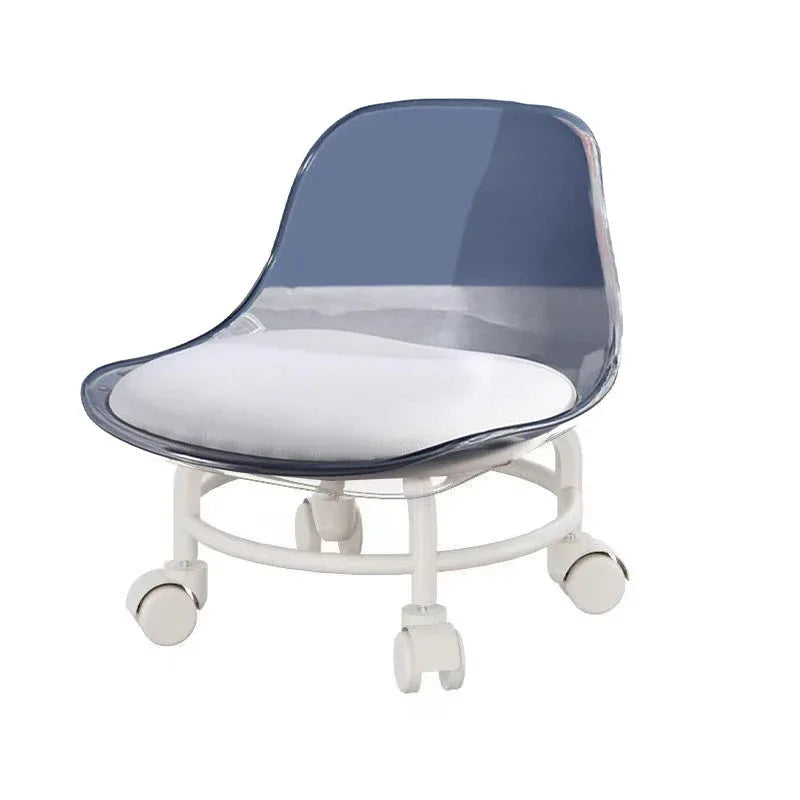 Stool with Universal Wheels Pulley Short Stool with Backrest Comfortable Seat - Pink - Mekamart Australia