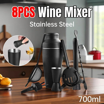 8PCS/700ML Stainless Steel Cocktail Shaker Bartender Tools Set Bar Supplies - Mekamart Australia