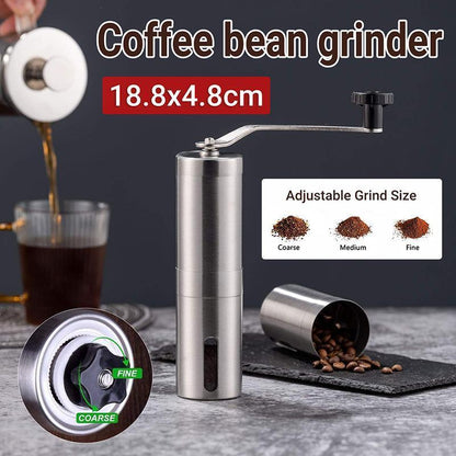18.8cm Manual Coffee Bean Grinder Stainless Steel Hand Coffee Mill Ceramic Burr - Mekamart Australia