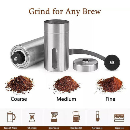18.8cm Manual Coffee Bean Grinder Stainless Steel Hand Coffee Mill Ceramic Burr - Mekamart Australia
