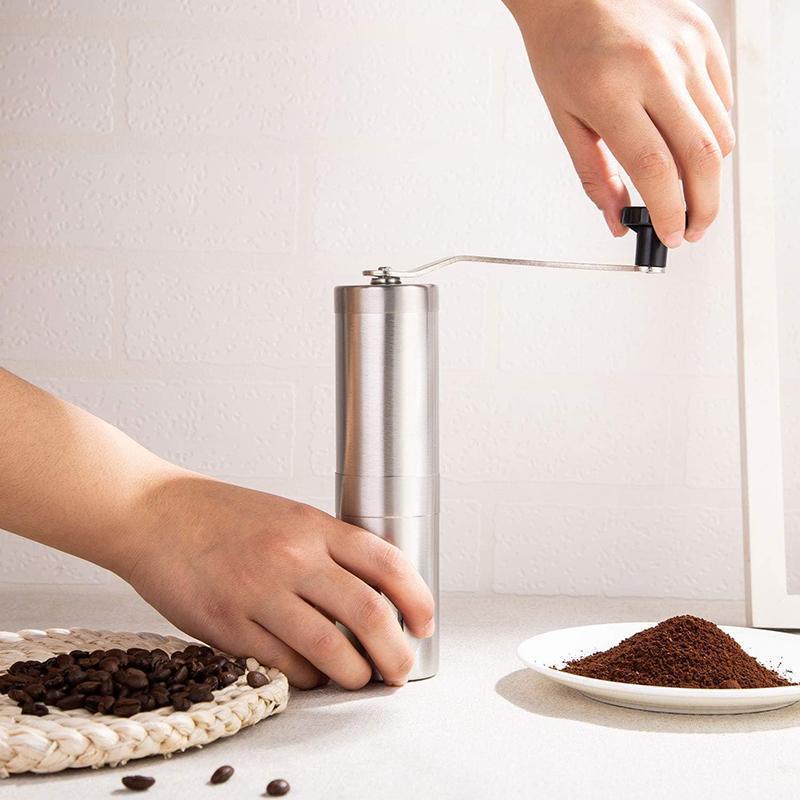 18.8cm Manual Coffee Bean Grinder Stainless Steel Hand Coffee Mill Ceramic Burr - Mekamart Australia