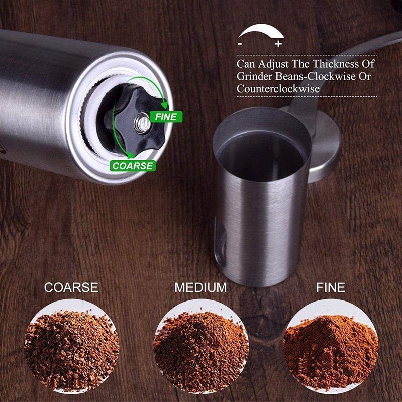 18.8cm Manual Coffee Bean Grinder Stainless Steel Hand Coffee Mill Ceramic Burr - Mekamart Australia