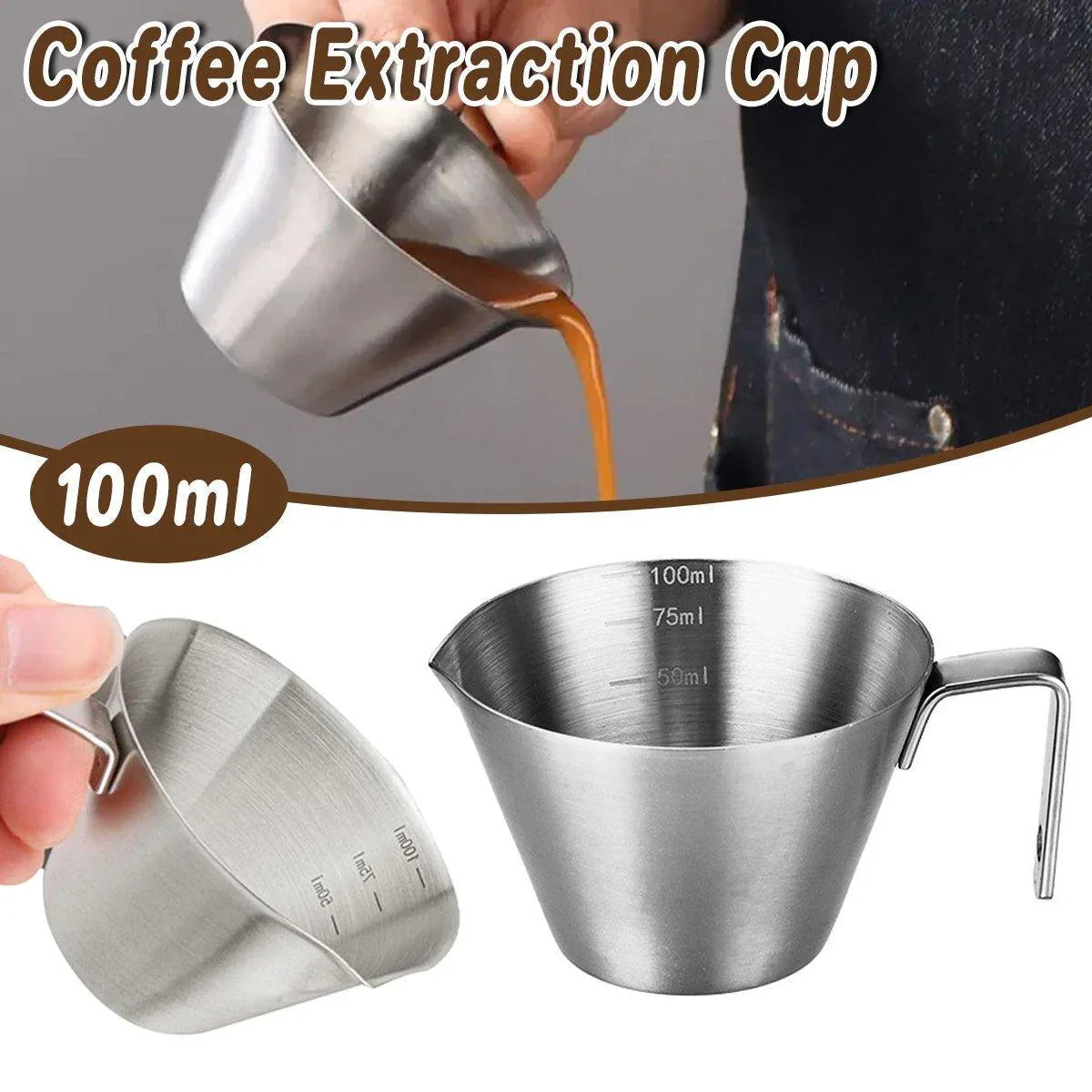 100ml Stainless Steel Coffee Extraction Measuring Cup Graduated Coffee Tool - Mekamart Australia