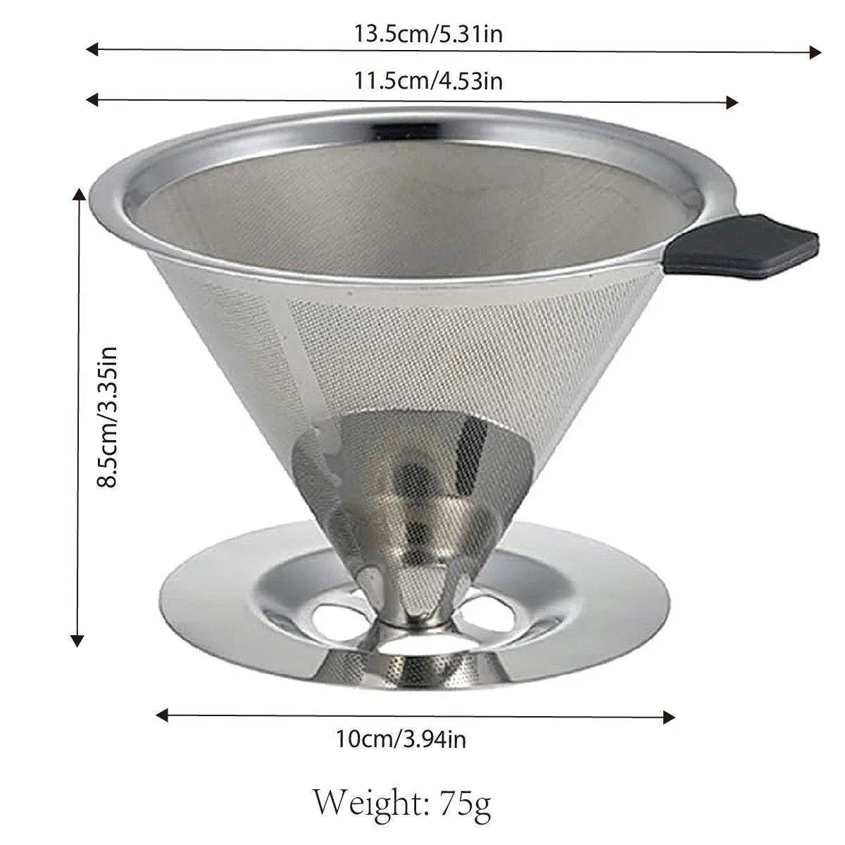 Stainless Steel Double Layer Hand Coffee Filter 600 Mesh Paper-Free Tea Funnel - Mekamart Australia