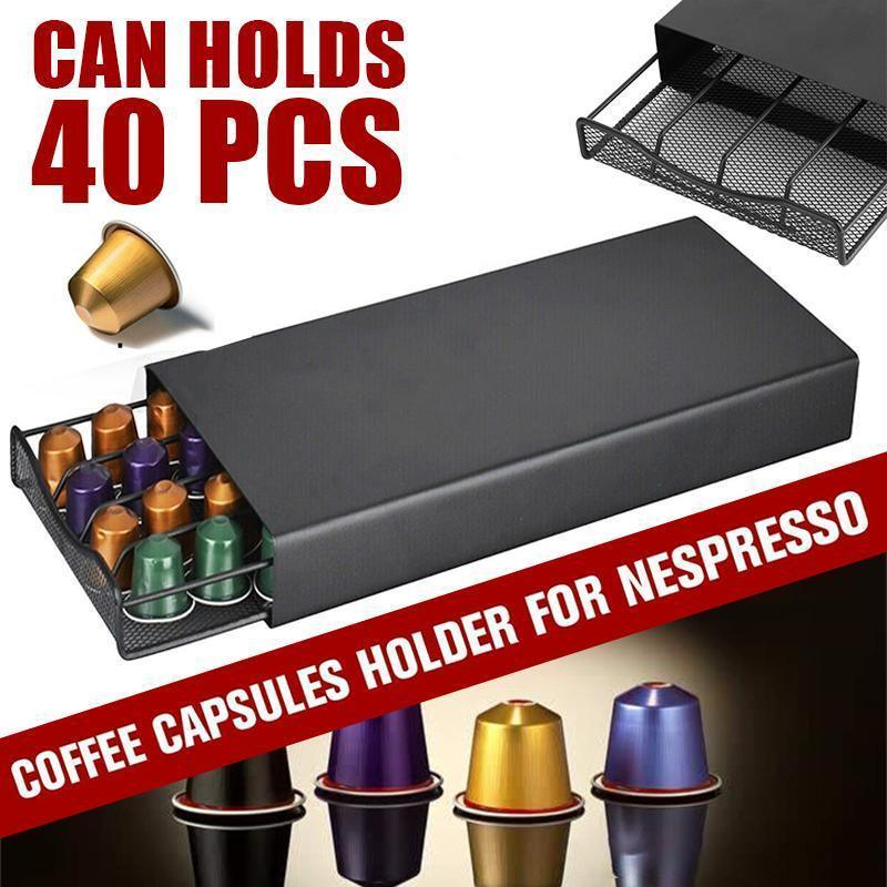 Coffee Pod Holder Drawer for Nespresso - 40 Capsules Storage Rack Stand - Mekamart Australia