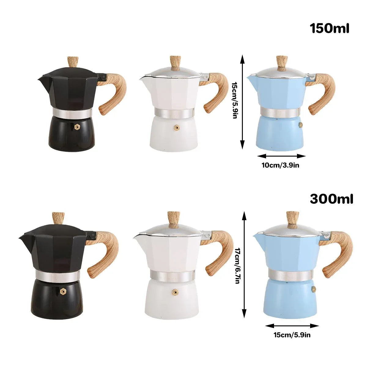 Portable Coffee Maker Wood Grain Handle Outdoor Manual Espresso Machine Camping - Beige-300ml - Mekamart Australia