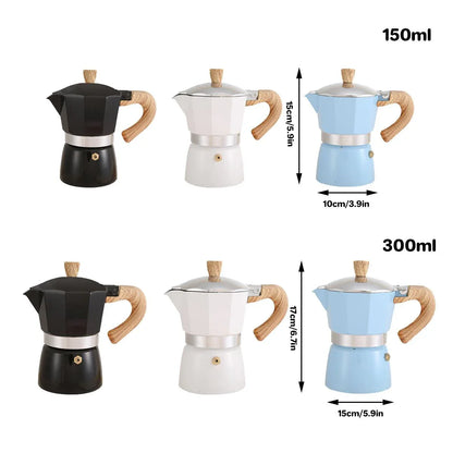 Portable Coffee Maker Wood Grain Handle Outdoor Manual Espresso Machine Camping - Beige-300ml - Mekamart Australia