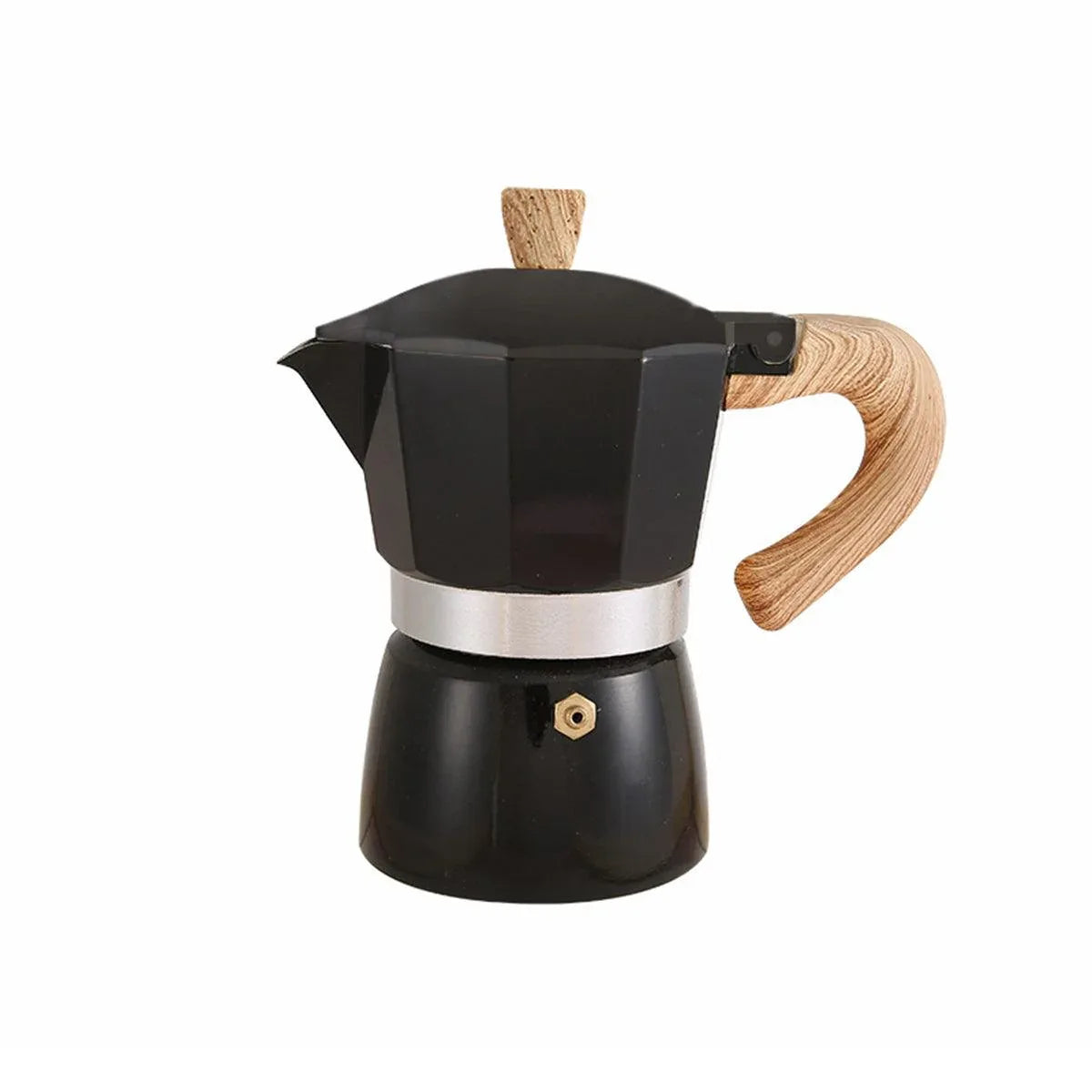 Portable Coffee Maker Wood Grain Handle Outdoor Manual Espresso Machine Camping - Beige-300ml - Mekamart Australia