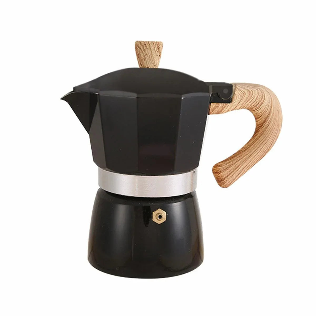 Portable Coffee Maker Wood Grain Handle Outdoor Manual Espresso Machine Camping - Beige-300ml - Mekamart Australia