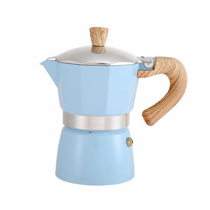 Portable Coffee Maker Wood Grain Handle Outdoor Manual Espresso Machine Camping - Beige-300ml - Mekamart Australia