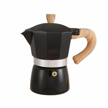Portable Coffee Maker Wood Grain Handle Outdoor Manual Espresso Machine Camping - Blue-150ml - Mekamart Australia