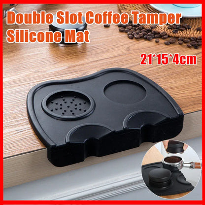 Double Slot Silicone Coffee Tamper Mat | Non-Slip Corner Tamping Pad 21×15×4cm - Mekamart Australia