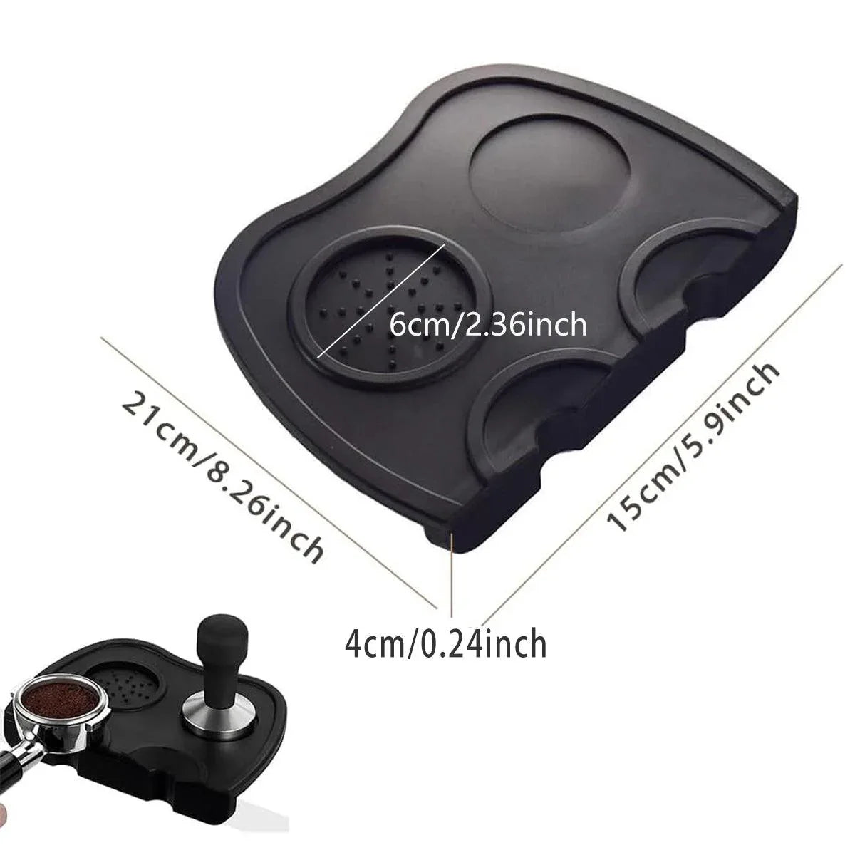 Double Slot Silicone Coffee Tamper Mat | Non-Slip Corner Tamping Pad 21×15×4cm - Mekamart Australia