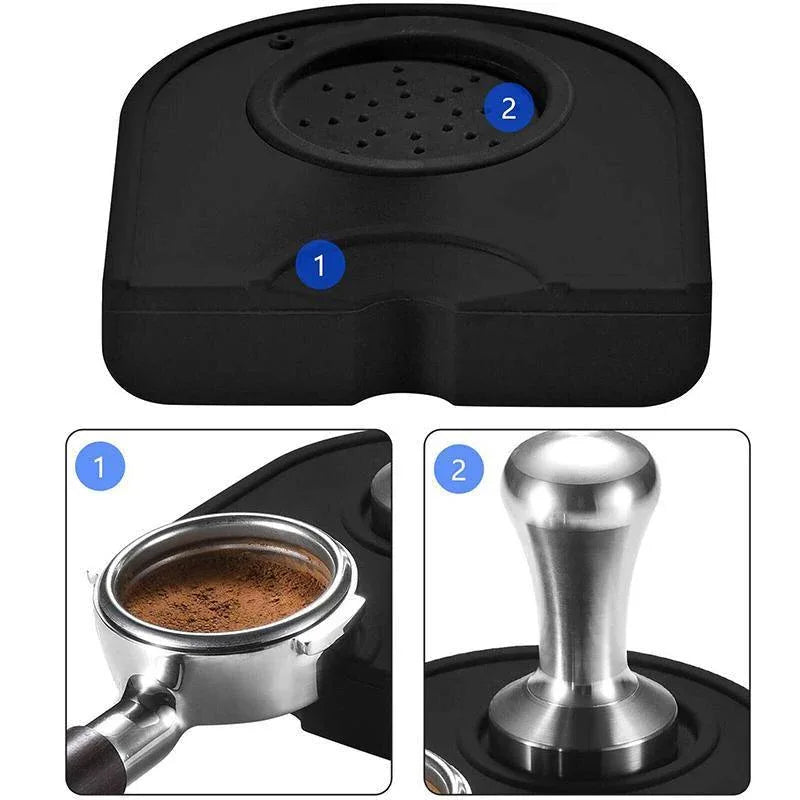 Silicone Coffee Tamper Mat Non Slip Corner Tamping Pad for Espresso Station 14x12.5cm - Mekamart Australia