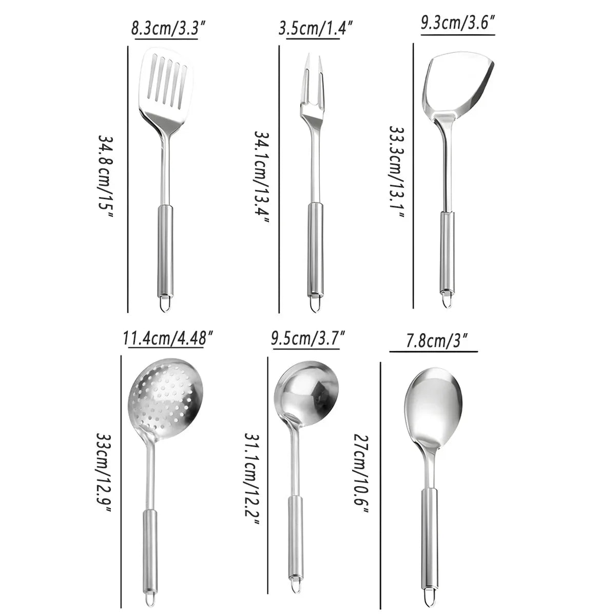 6PCS Stainless Steel Kitchen Utensil Set with Frying Spatula Colander and Spoon - Mekamart Australia