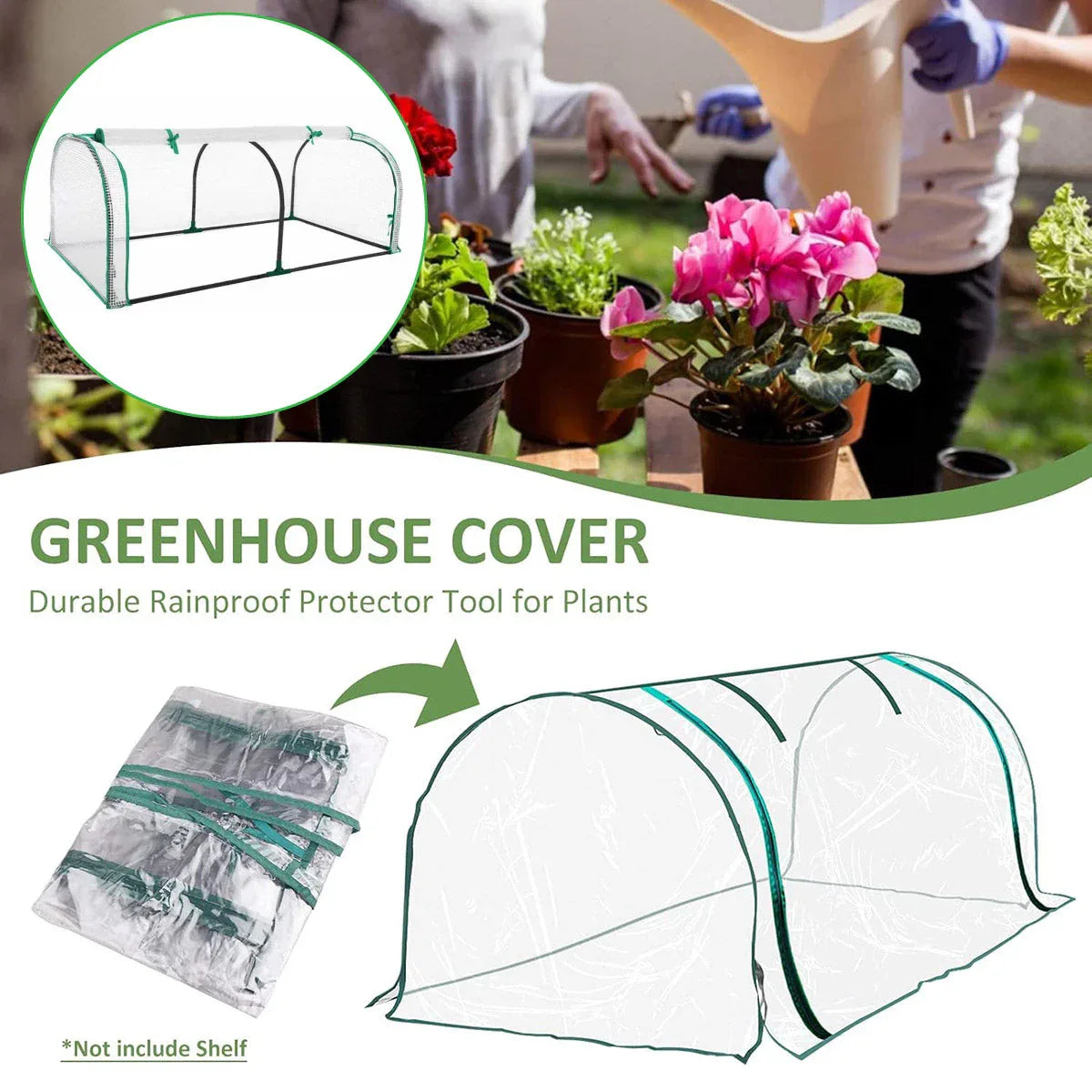 PVC Greenhouse Cover Replacement Plant Tent Garden Shelter No Frame - Transparent - Mekamart Australia