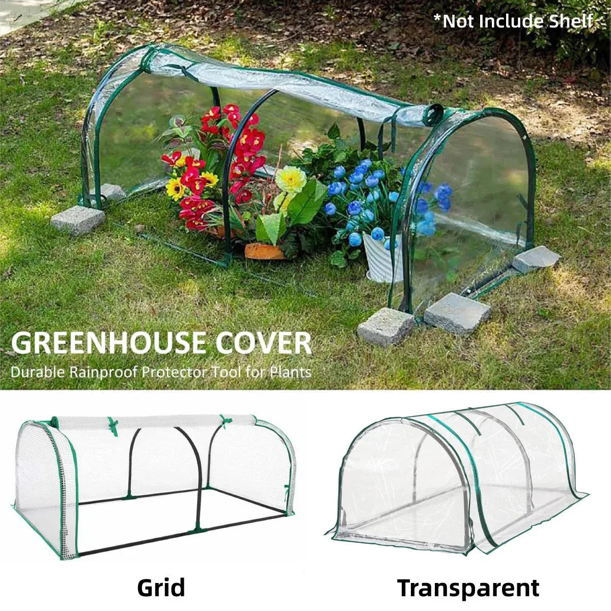 PVC Greenhouse Cover Replacement Plant Tent Garden Shelter No Frame - Grid - Mekamart Australia