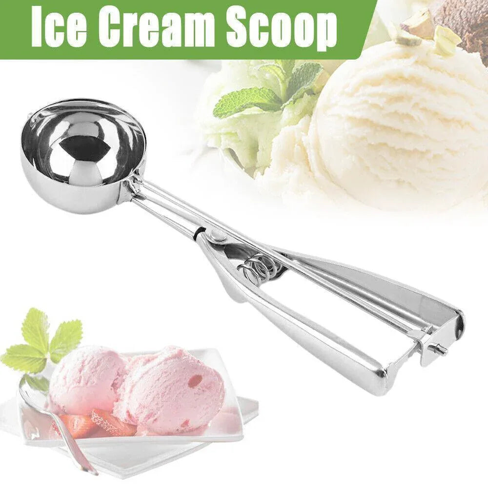 Stainless Steel Icecream Ice Cream Scoop Cookie Dough Mash Spoon Trigger 6Cm Dia - Mekamart Australia