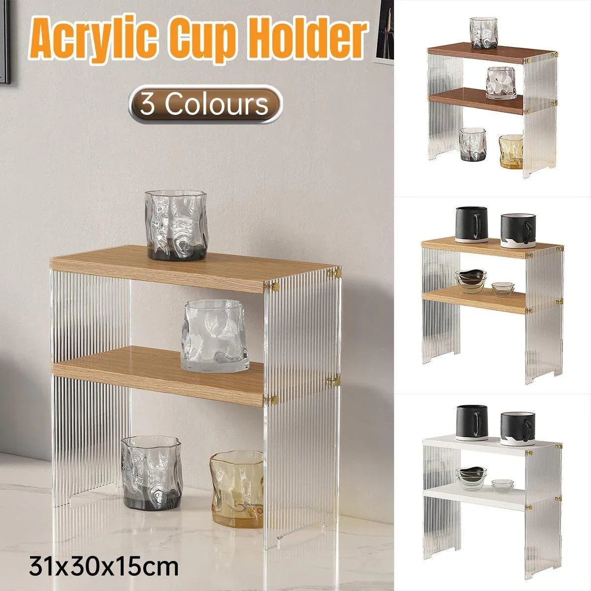 Acrylic Desktop Cup Holder Multi-Purpose Portable Storage Organizer For Home - White - Mekamart Australia