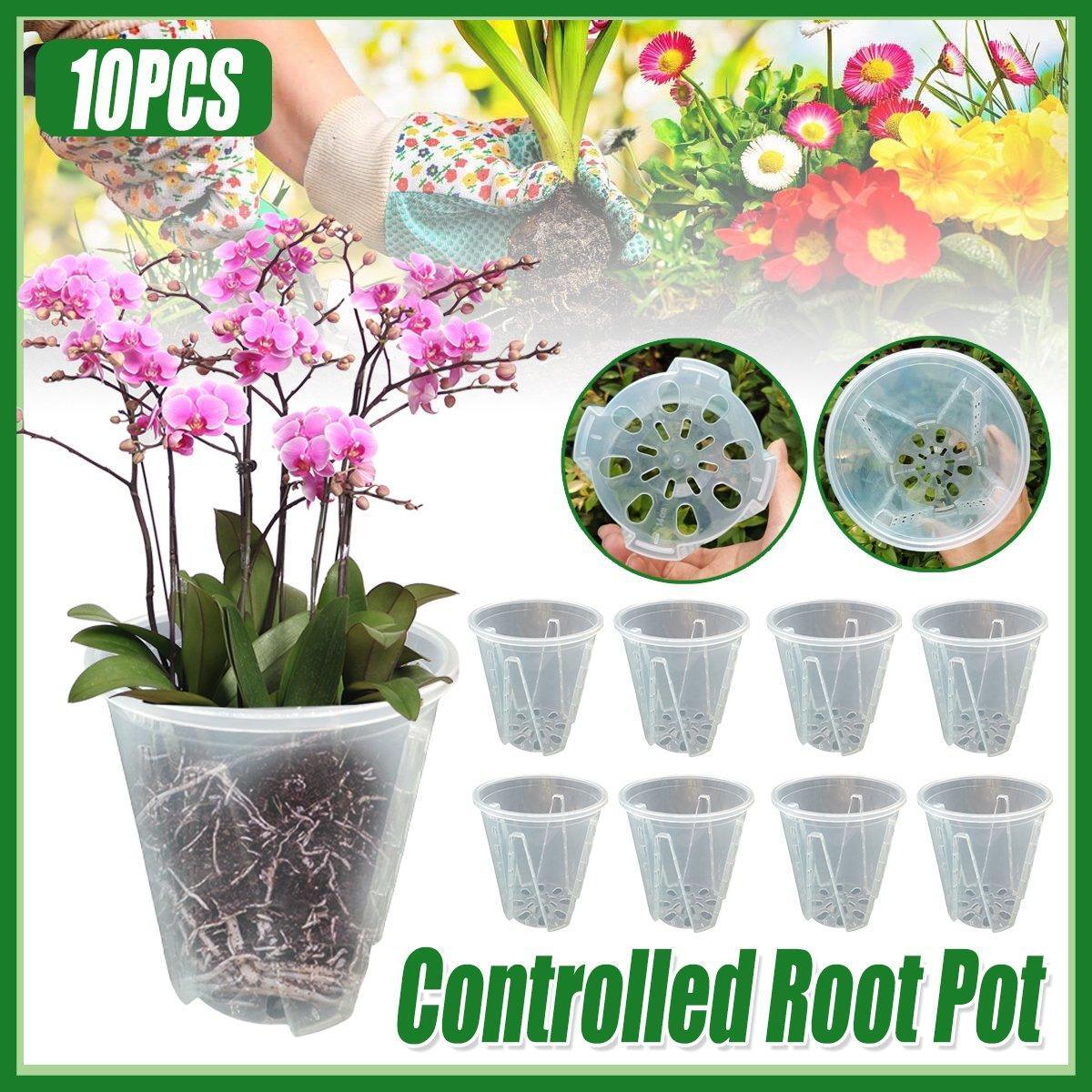 10xClear Plastic Orchid Pots with Holes for Phalaenopsis Root Aeration - Mekamart Australia