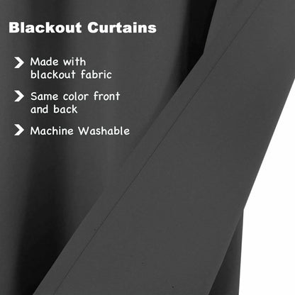 2pcs Semi Blackout Curtain Fabric Solid Colour Home Decor Drapes for Living Room - Black - 132x160cm - Mekamart Australia