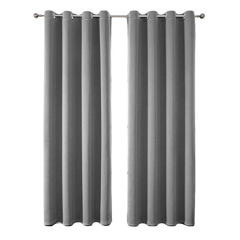 2pcs Semi Blackout Curtain Fabric Solid Colour Home Decor Drapes for Living Room - Black - 132x160cm - Mekamart Australia