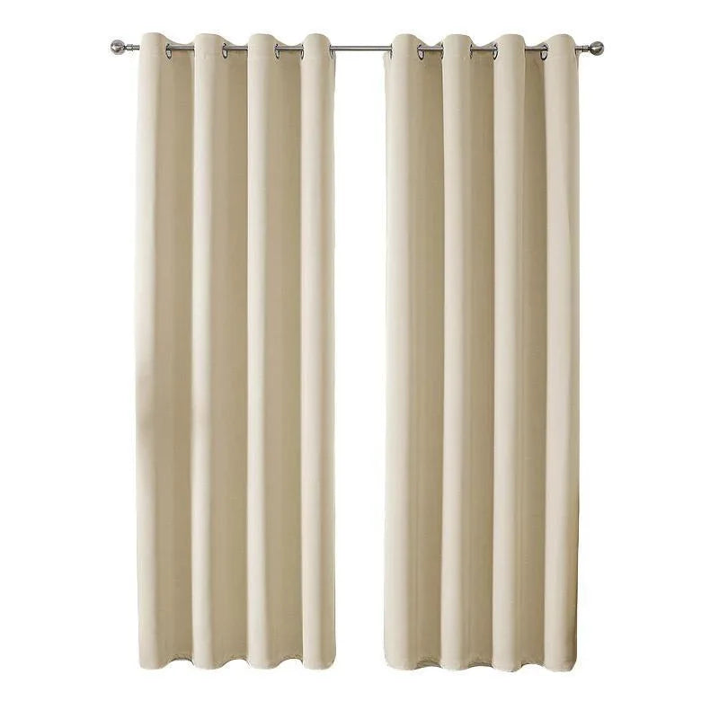 2pcs Semi Blackout Curtain Fabric Solid Colour Home Decor Drapes for Living Room - Light Grey - 132x244cm - Mekamart Australia
