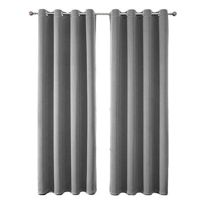 2pcs Semi Blackout Curtain Fabric Solid Colour Home Decor Drapes for Living Room - Light Grey - 132x244cm - Mekamart Australia