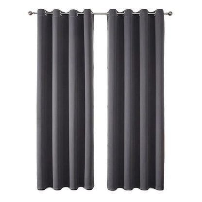 2pcs Semi Blackout Curtain Fabric Solid Colour Home Decor Drapes for Living Room - Light Grey - 132x244cm - Mekamart Australia