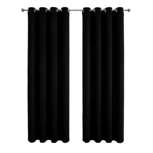 2pcs Semi Blackout Curtain Fabric Solid Colour Home Decor Drapes for Living Room - Yellow - 132x244cm - Mekamart Australia