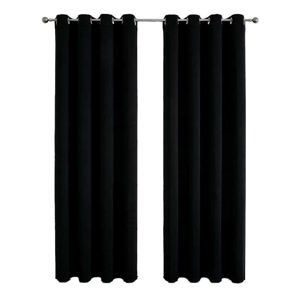 2pcs Semi Blackout Curtain Fabric Solid Colour Home Decor Drapes for Living Room - Yellow - 132x244cm - Mekamart Australia