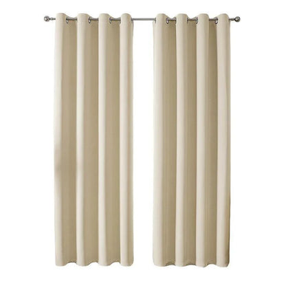 2pcs Semi Blackout Curtain Fabric Solid Colour Home Decor Drapes for Living Room - Yellow - 132x244cm - Mekamart Australia